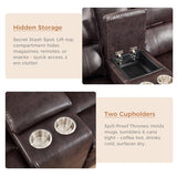 EBELLO Power Reclining Sectional Sofa with LED Light, Faux Leather Sectional Couch for Living Room, Modern Corner Furniture Sets with 2 Recliner Seats, Cup Holders, Storage Console, Brown