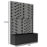 Oakland Living 6 ft. X 4 ft. Black Freestanding Metal Privacy Screen Room Divider with Flower Box Oakland Living