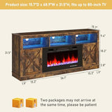 Farmhouse Fireplace TV Stand for 70/75/80 Inch TV, 32”Tall Entertainment Center w/ 36”Electric Fireplace & LED Light, 70”Media Console w/Barn Door Cabinet for Living Room, Rustic Brown jiteentarou