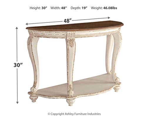Signature Design by Ashley Realyn French Country Semi-Circle Console Table, White & Brown Signature Design by Ashley