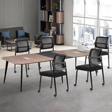 CLATINA 8PK Mesh Stacking Office Desk Chairs with Wheels, Portable Stackable Bulk Waiting Room Armless Chair with Adjustable Back & Fabric Seat for Guest Lobby Side School Church Conference Break CLATINA