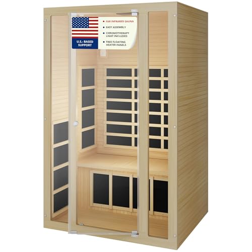 JNH Lifestyles Ensi+ 2-Person Home Infrared Sauna with Color & Red Light Therapy, Ultra-Low EMF - Indoor Personal Luxury Spa for House and Gym JNH Lifestyles