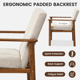 GOFLAME Accent Chair Set of 2, Mid-Century Modern Armchair with Solid Wood Legs, Soft Cushioned Seat, Upholstered Linen Fabric Leisure Chair for Living Room, Bedroom, Guest Room, Office, Beige GOFLAME
