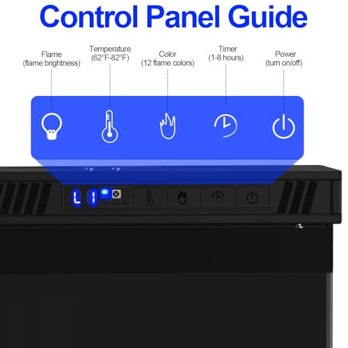 Home4me 36 inch Electric Fireplace, Modern 3-Sided View Electric Fireplace Inserts, 750/1500W Recessed and Wall Mount Fireplaces with Realistic Adjustable Flame, Remote Control, Timer, Low Noise Home4me