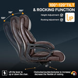 Big and Tall Office Chair for Heavy People, 500LBS High Back Extra Wide Heavy Duty Executive Office Chair Comfortable for Home Office, Large Computer Desk Chair with Adjustable Lumbar Support Brown ZSQN