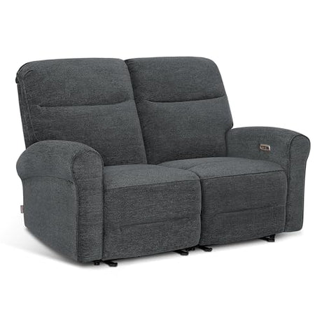 MCombo 64.6" Wall Hugger Power Loveseat Recliner Sofa with USB Ports, Reclining Loveseat for Small Spaces Living Room RV, Fabric PR635M1 (Dark Grey) MCombo