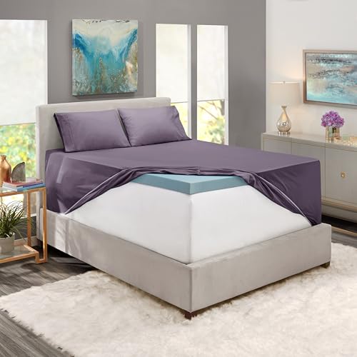 Hearth & Harbor Extra Deep Pocket Sheet Sets, Luxury Soft 6 Piece Bed Sheet Set Fits Mattress 18-24 Inches - King, Grayish Purple