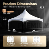 Quictent 20x20 Heavy Duty High Peak Frame Party Tent Fire Retardant 7.2' Side Height Outdoor Canopy White Vinyl, 60 Person Capacity Tent for Parties, Weddings, Events, Commercial and Residential Use Quictent