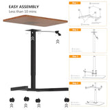 MPETAPT 28-Inch Mobile Standing Desk, Adjustable Computer Desk, Portable Standing Desk with Lockable Wheels, Rolling Table for Home Office Classroom Hospital (Walnut) MPETAPT