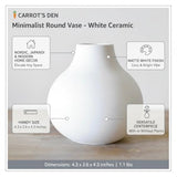 Carrot's Den White Round Vase - Minimalist Nordic, Japandi, Mid Century Modern Home Decor | Table Centerpiece, Wedding, Living Room, Bookshelf, Office, Modern Home, Entryway, Console (White) Carrot's Den