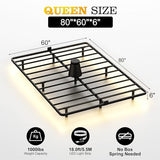 Samhapyrom Queen Floating Bed Frame with LED Lights, Heavy Duty Metal Platform Bed with Anti-Slip Mattress Holder, Easy Assembly, No Box Spring Needed, Noise Free for Bedroom Samhapyrom