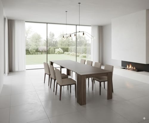 BAYYELL 20" to 118.5" Extendable Console to Dining Table, Transformer Dining Table for 2-12 People, Space-Saving Modern Large Table, Expanding Dining Room Table, Gray BAYYELL