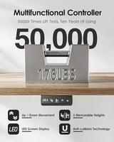 TIQLAB Standing Desk 47 x 24 inch, Electric Height Adjustable Desk with Splice Board, Stand Up Desk with Casters, Sit Stand Desk Computer Desk for Home Office, White Frame/Maple Top TIQLAB