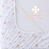 Softan Pink Floral Full Sheet Set Flower Printed Bed Sheets Double - 4 Piece Microfiber Patterned Fitted Bed Sheets with 15" Deep Pocket & Straps, Cozy Cute Pink Sheets and Pillowcase Set Softan