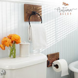 Autumn Alley Rustic Farmhouse Toilet Paper Holder - Farmhouse Bathroom Country Decor - Rustic Bathroom Accessories with Warm Brown Wood & Black Metal - Adds Western Decor Charm Autumn Alley