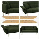 Modern Velvet Futon Sofa Bed ,Convertible Upholstered Couch Bed Loveseat Sleeper, Folding Small Couches Loveseat, Reclining Sofa, Foldable Roll Arms with Pillow for Small Spaces (Green Velvet) Klwenas Maec
