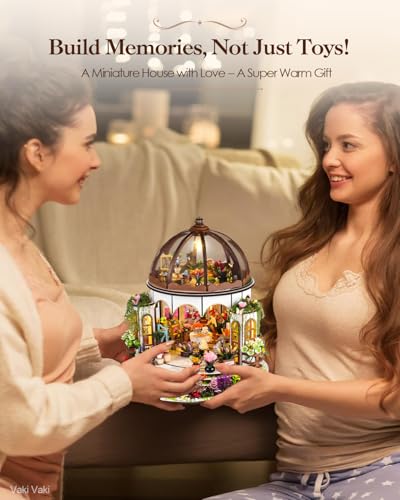 Vaki Vaki [2026 New] Hanging Garden Miniature House Kit with LED Light, Book Nook Kit with Cover for Birthday, 3D Wooden Bookends Puzzle Bookshelf Decor Building Kit Birthday Gifts for Family, Friends