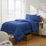Dorm Room Essentials College Bedding Comforter Set 5 Piece Twin Size Bed in a Bag for College Students Boys and Girls, Twin, Royal Blue Sweet Home Collection