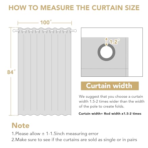 H.VERSAILTEX Patio White Curtains 100x84 Inches for Sliding Door Extral Wide Blackout Curtain Panels Thermal Insulated Room Divider - Grommet Top, 7' Tall by 8.5' Wide H.VERSAILTEX