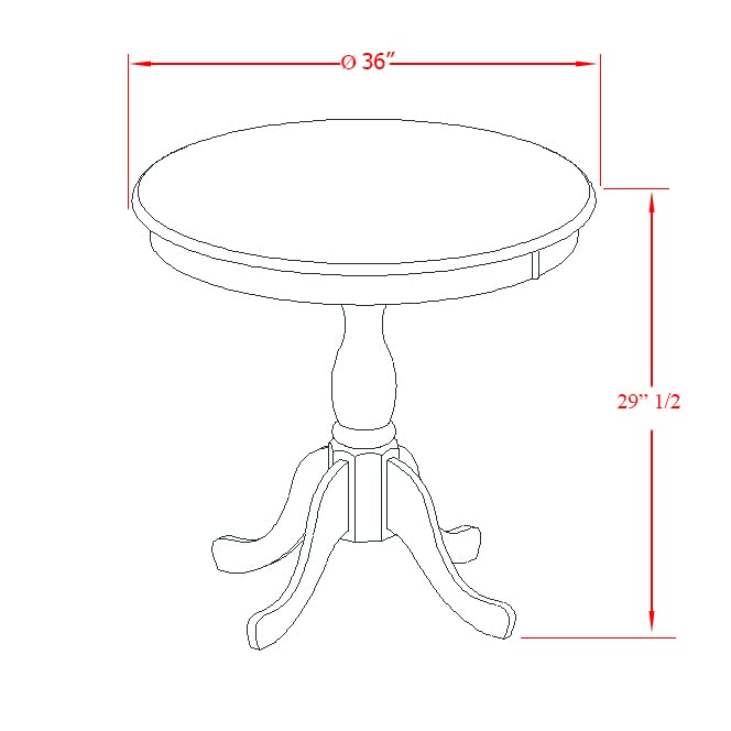 East West Furniture Antique 5 Piece Kitchen Set for 4 Includes a Round Room Table with Pedestal and 4 Dining Chairs, 36x36 Inch, Black & Cherry - WoodArtSupply