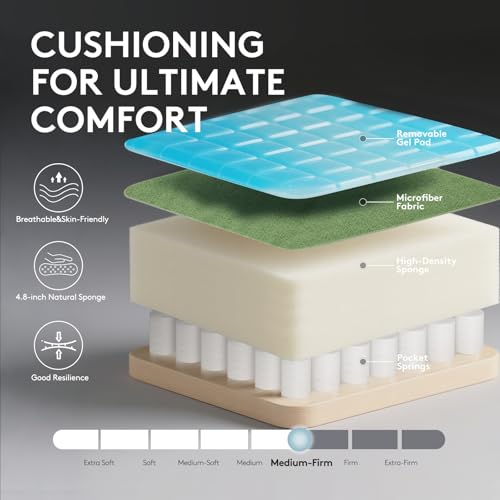Morkprism Gaming Chair Breathable Fabric,Computer Office Chair with Footrest,Massage Lumbar Support and Gel Pad,Ergonomic Reclining Gamer Chair with Adjustable Armrests and Spring Cushion Green Morkprism