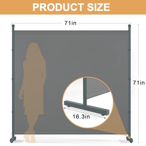 Yettsoy 6FT Extra Thick Single Panel Room Divider, Heavy Duty Privacy Partition Screen Wall Divider for Room Separation, Freestanding 71" W Room Divider Panel for Dorm Studio Office, Grey Yettsoy