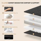 Japanese Floor Mattress, Futon Mattress Full Size 3" Thick Portable Sleeping Pad with High Density Foam, Foldable & Comfortable Tatami Mat for Adult, Roll Up Lounger Camping Bed, Gray BEDLORE