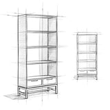 SIMPLIHOME Banting Bookcase - 66 inch Tall Solid Hardwood and Metal Bookshelf in Walnut Brown, Industrial Storage for Living Room, Study Room or Office with Open Shelves and Metal Frame SIMPLIHOME