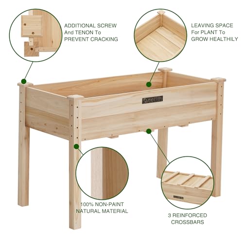 SweetBin Wooden Raised Garden Bed, 45”L X 23”W X 30”H Garden Planter with Legs for Vegetable, Flower, Herb, Elevated Wood Planter Box Stand，Perfect for Outdoor, Backyard, Patio, Gardening Balcony