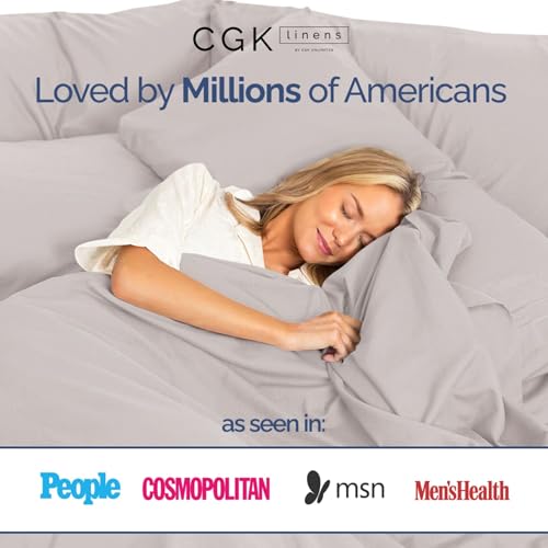 Full 400 Thread Count 100% Cotton Flat Sheet - Comfortable, Cooling & Breathable Cotton - Top Flat Sheet Only - Luxury Hotel Quality Bedding - Extra Soft & Comfy - Easy Care, Wrinkle Free - Light Grey CGK Unlimited