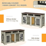 71" Dog Crate Furniture for 2 Dogs Large Double Kennel with Removable Divider, 3 Storage Drawers & Sliding Barn Door, Furniture Style Pet Crate As TV Stand for Living Room ActiveTrail