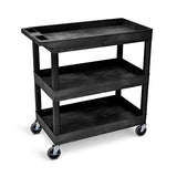 Stand Steady Tubstr 3 Shelf Utility Push Cart Supports Up to 300 lbs - Heavy-Duty Plastic Service Cart Great for Offices, Warehouse Storage, Garage Stand Steady