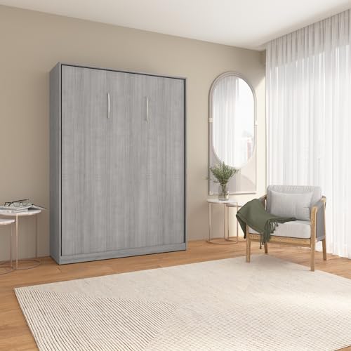 Bestar Claremont 59W Full Murphy Bed in Platinum Gray, Sleeping Arrangement for Multipurpose Area, Bedroom, Guest Room, or Living Room Bestar