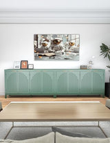 SAHISTCT 58" Modern Fluted Sideboard Buffet Cabinet with Storage, Modern Credenza with Arched Doors, Coffee Bar Table, Wood Media TV Console Table Credenza for Living Room Hallway Entryway (Green) SAHISTCT