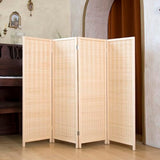 Loomveil 4 Panel Short Room Divider Folding Screen,47 inch Bamboo Panel Divider for Home Partition,Beige Loomveil
