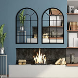 HQiJun Wall Mirror Window Decorative Mirrors Arched Farmhouse for Living Room Bedroom Entryway Bathroom Vanity (19.7” x31.5” x0.9”) HQiJun