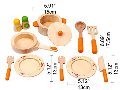 Hape Gourmet Play Kitchen Starter Accessories Wooden Play Set , White - WoodArtSupply