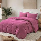 FEDALI HOME Rouge Pink Duvet Cover Queen Size - Extra Cozy Bedding - 160 GSM Ultra Soft Duvet Cover Set with 2 Pillow Shams - 3 Pieces - Comforter Not Included FEDALI HOME