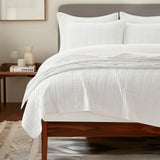 EVERGRACEHOME 100% Cotton Box Stitch Quilt Bedding Set King Size 3 Pieces, Garment-Washed Lightweight Soft Cozy Coverlet, Oversized Quilted Bedspread Sets with 2 Shams for All Season, Bright White EVERGRACEHOME