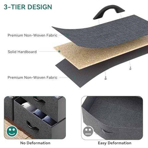 YITAHOME Dresser with 7 Drawers Storage Tower, Organizer Unit for Bedroom, Living Room, Hallway, Closets & Sturdy Steel Frame, Wooden Top & Easy Pull Fabric Bins YITAHOME