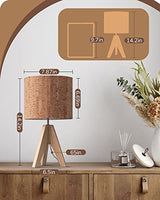 EDISHINE Small Table Lamp, Wooden Tripod Nightstand Lamp with Bark Linen Shade, Farmhouse Bedside Lamp for Nursery, Bedroom, Kids Room, Office, Reading Desk, 14.2 Inch, E26 Socket, ON/Off Switch EDISHINE