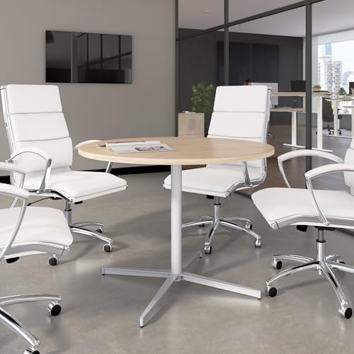 Bush Business Furniture 42-inch Round Conference Table with Metal Base, Circular Meeting Room Desk for 4 Users, Natural Elm Bush Furniture