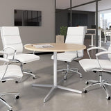Bush Business Furniture 42-inch Round Conference Table with Metal Base, Circular Meeting Room Desk for 4 Users, Natural Elm Bush Furniture
