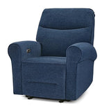 MCombo Compact Wall Hugger Power Recliner Chair for Small Spaces, Dual USB-A/C Ports, Rolled Arm Recliner for Living Room & RV, Fabric PR520 (Fabric, Navy Blue, Small)