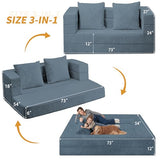 Cansunna Futon Sofa Bed with Pillow, 3-in-1 Sleeper Sofa Bed with Removable Cover, Convertible Floor Sofa Bed, No Assembly Boneless Couch for Living Room, Bedroom Cansunna