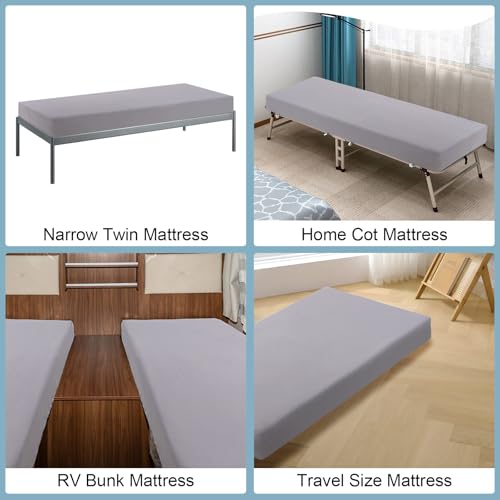 Cot Sheets 31" x 75", Cot Fitted Sheet for Narrow Twin/RVs Bunk/Camper Bunk/Guest Beds/Army Cots/Trifold Mattress/Travel Size Mattress, Shrinkage & Stain Resistant Cot Size Cover, Gray JQCOVEI