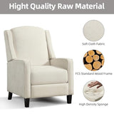INZOY Wingback Pushback Recliner Chair, Fabric Push Back Recliners with Padded Seat, Mid Century Modern Reclining Chair for Living Room Bedroom, White