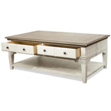 BOWERY HILL Contemporary 4-Drawer Storage Solid Wood Coffee Table in Natural for Living Room, 28" D x 48" W x 20" H BOWERY HILL