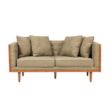 Christopher Knight Home Mid Century Modern Fabric Tufted Loveseat with Accent Pillows, 2-Seater Sofa with Removable Cushions, Comfy Sofa for Reading Book, Rubberwood Leg, Dark Beige and Dark Walnut Christopher Knight Home