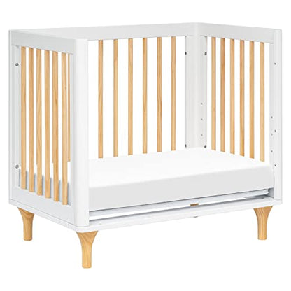 Babyletto Lolly 4-in-1 Convertible Mini Crib and Twin Bed with Toddler Bed Conversion Kit in White and Natural, Greenguard Gold Certified